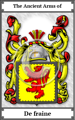 De fraine Family Crest Download (JPG)  Book Plated - 150 DPI